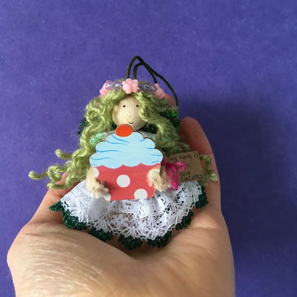 Tiny Cupcake Fairy Doll Decoration, Decorative Fairy 