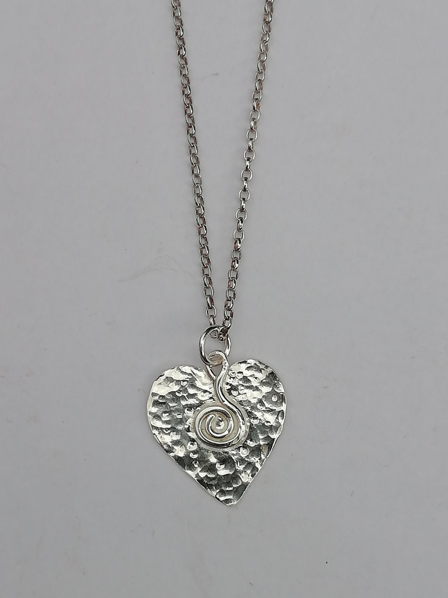 Large Hammered Heart Necklace