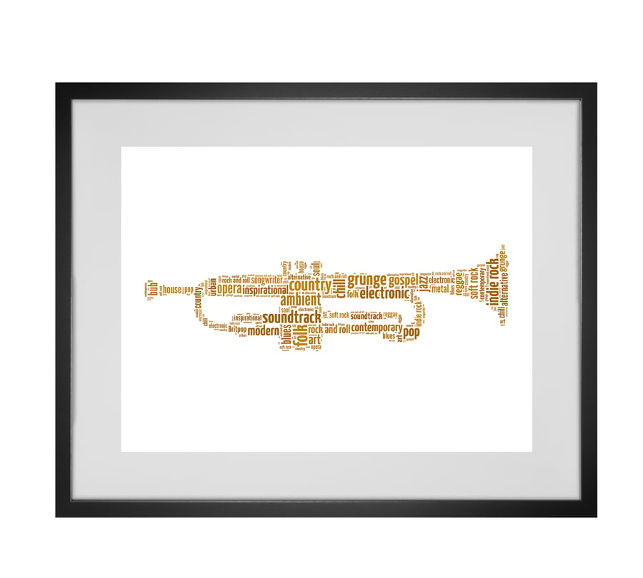 Personalised Trumpet Musical Instrument Design Word Art Gifts 