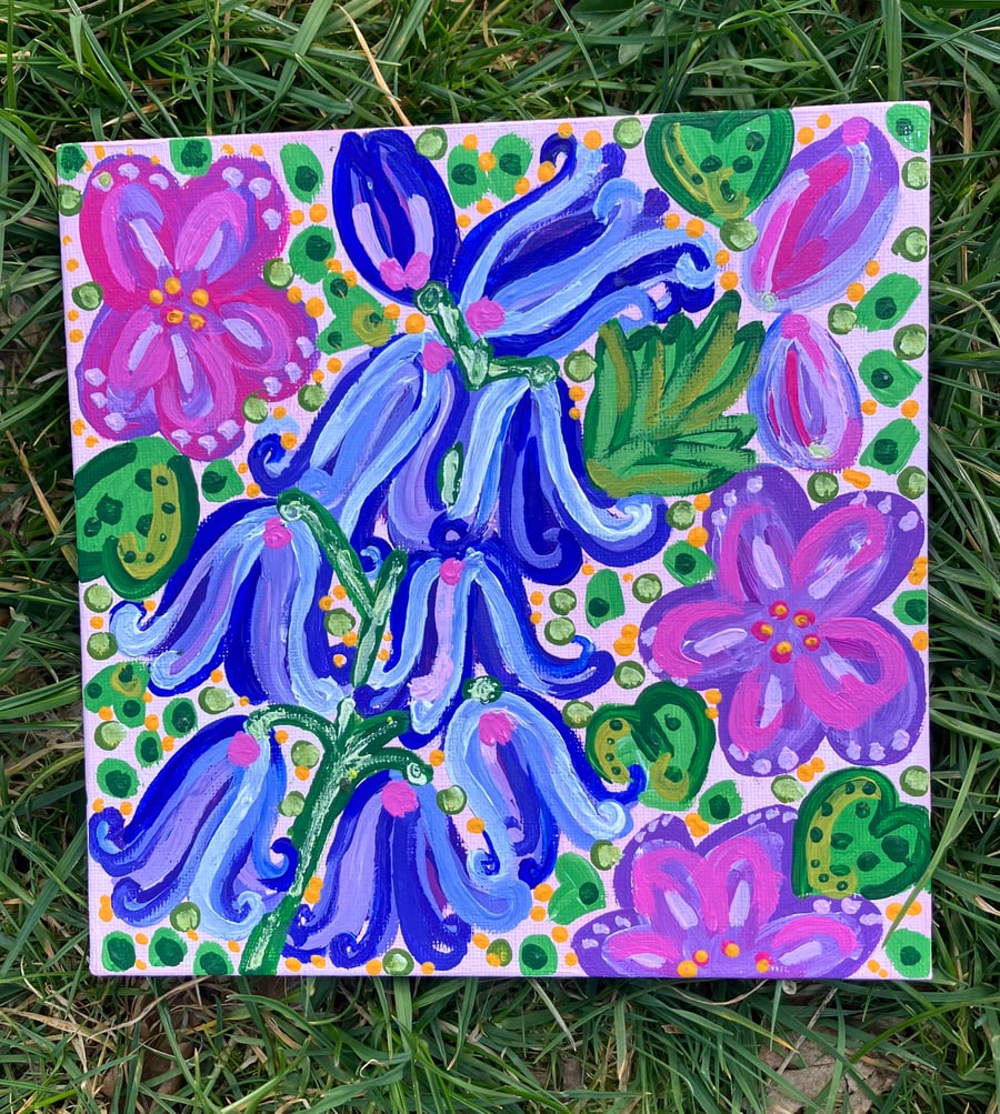 Bluebells original acrylic painting 