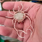Sea Glass Crab Brooch  -  Beautiful Rose Gold 