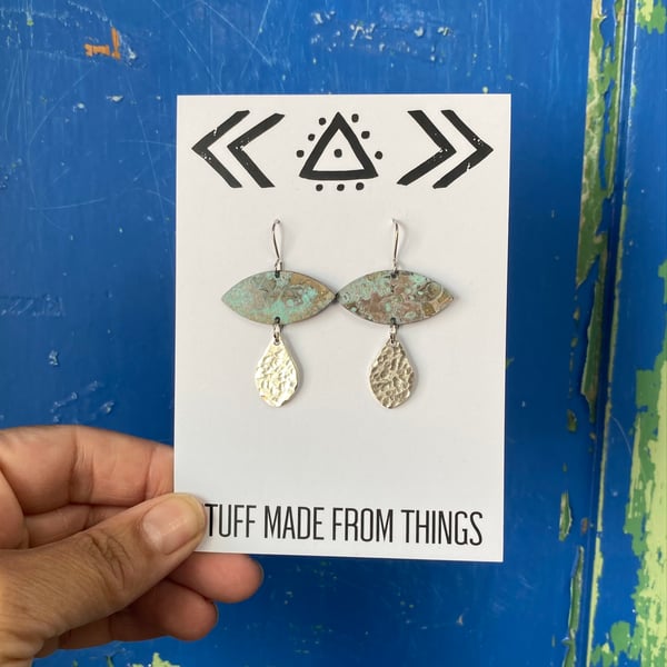 SACRED TEARS Patinated Turquoise Drop Earrings 