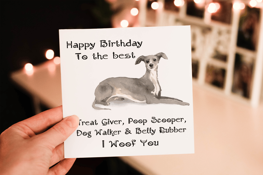 Greyhound Dog Birthday Card, Dog Birthday Card, Personalized