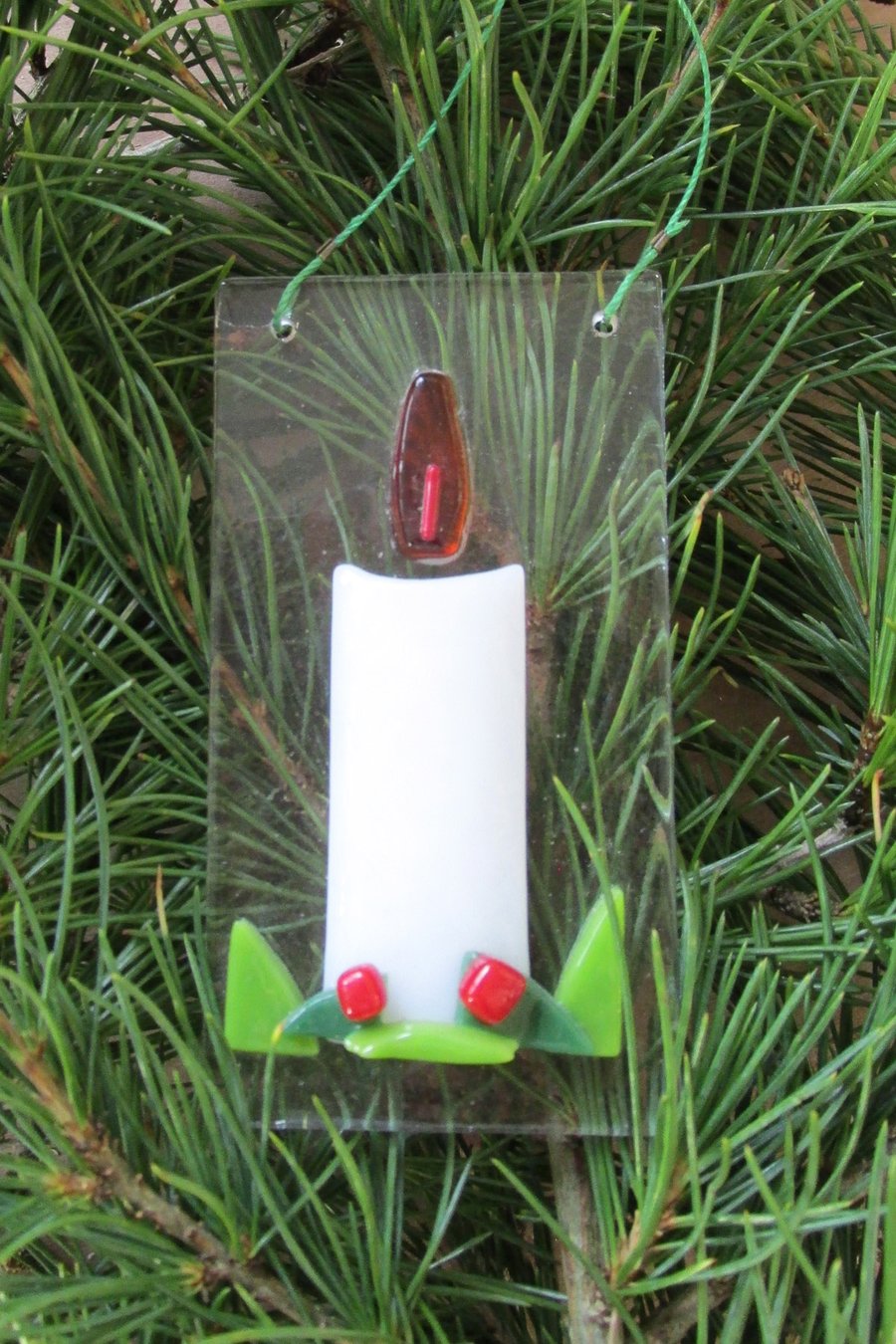 Fused Glass Xmas Candle Tree Decoration
