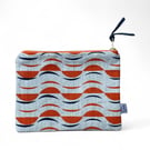 Hand printed zip pouch - Maronti blue