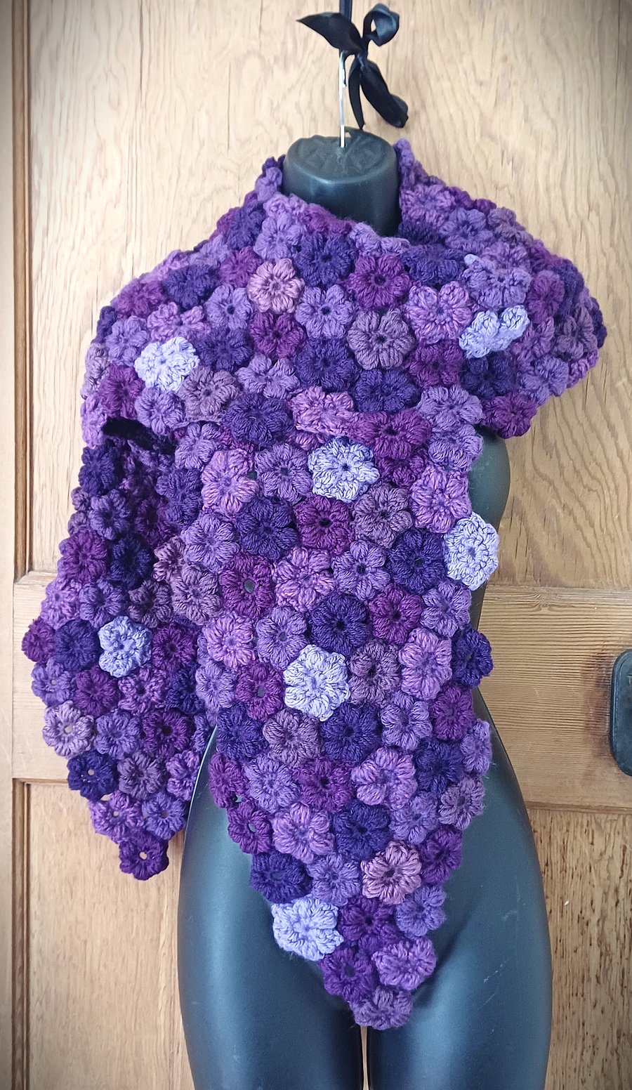 Hand crocheted scarf in all the Purple!