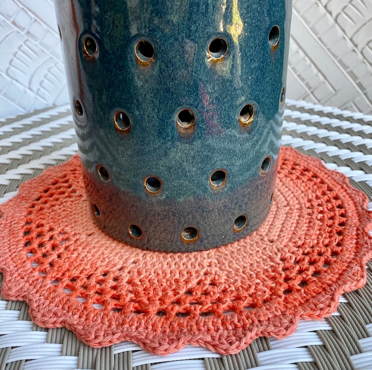 Crochet plant pot mat, crochet mat, crochet tab... Folksy