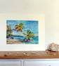 Original  Watercolour of Idyllic Tropical Beach - Image 8