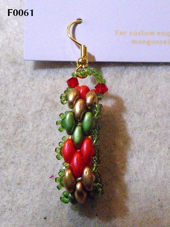 Brickwork-pattern bead earrings (customisable)