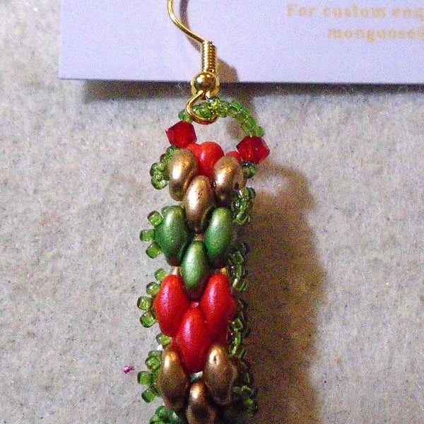 Brickwork-pattern bead earrings (customisable)