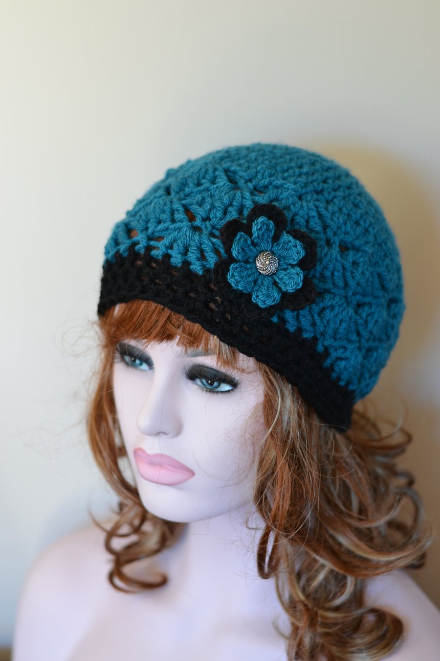 Womens Teal Beanie Hat, Warm Chunky Hat