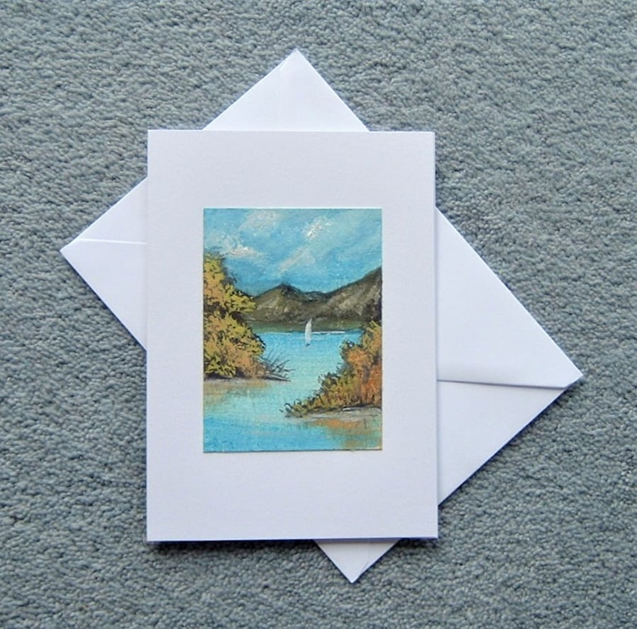 hand painted aceo blank greetings card ( ref F 77 )