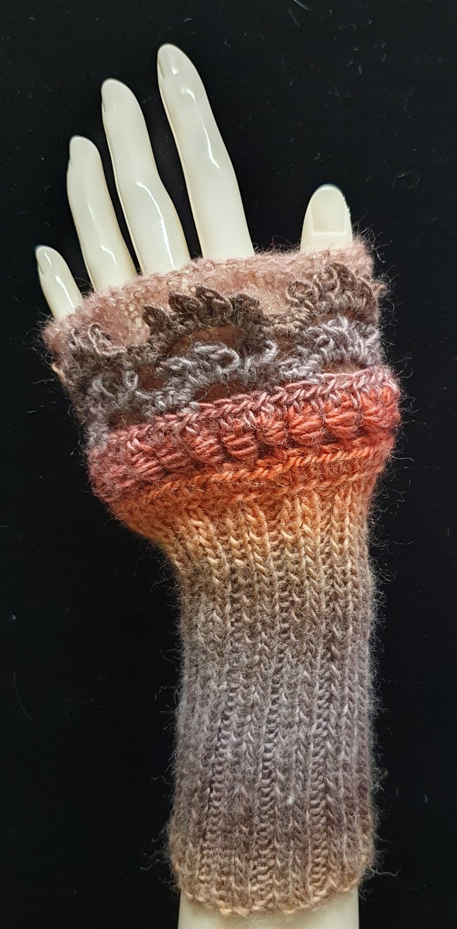 Soft browns wrist warmer gloves