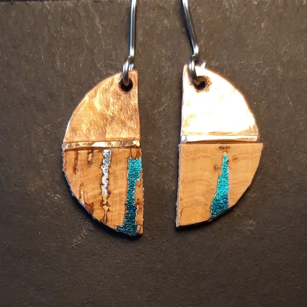 Cork and Copper Semi Circle Earrings