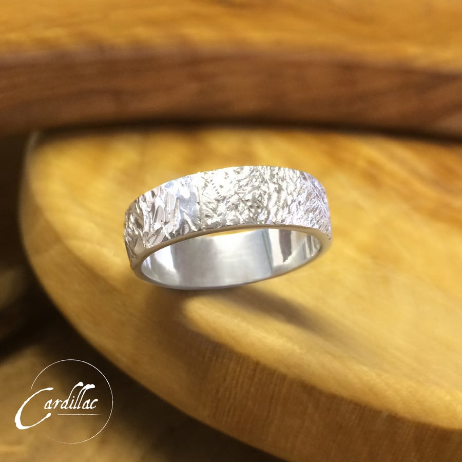 Chased Silver Band Ring