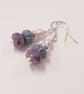 Purple and Teal Drop Earrings in Sterling Silver 