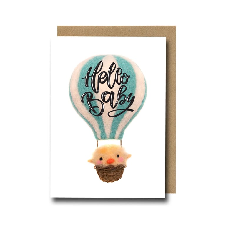 New Baby Card – Gender Neutral Needle Felt Animal Art Print