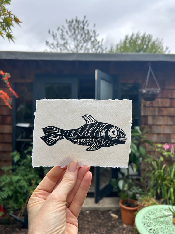 Linocut Fish A5