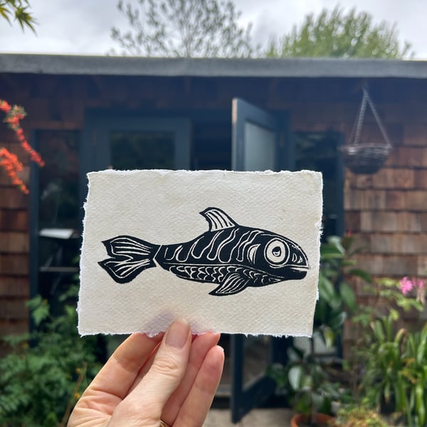 Linocut Fish A5
