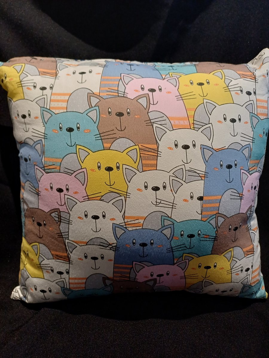 handmade cat themed cushion