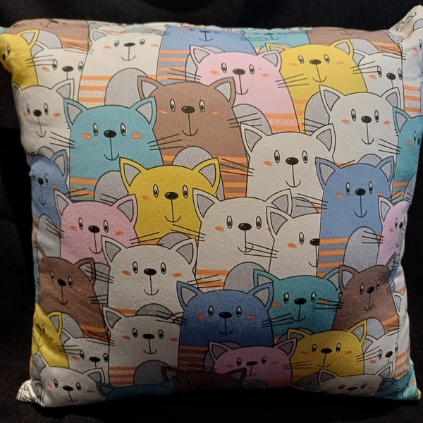 handmade cat themed cushion