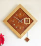 Large Diamond Pendulum Wall Clock, handmade in burr madrona and sycamore. - Image 1