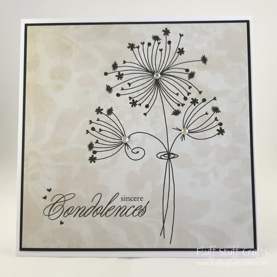 Handmade sympathy card - dandelion heads - sincere condolences