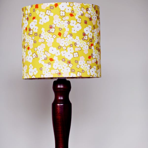 30cm Mustard lamp, mustard lamp, floral lampshade