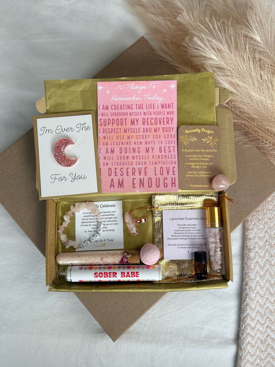 Soberversary Letterbox Gift Personalised Gemstone  Box