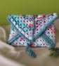 Crocheted book pouch or tablet case, wrap round fastening, multi-coloured - Image 2
