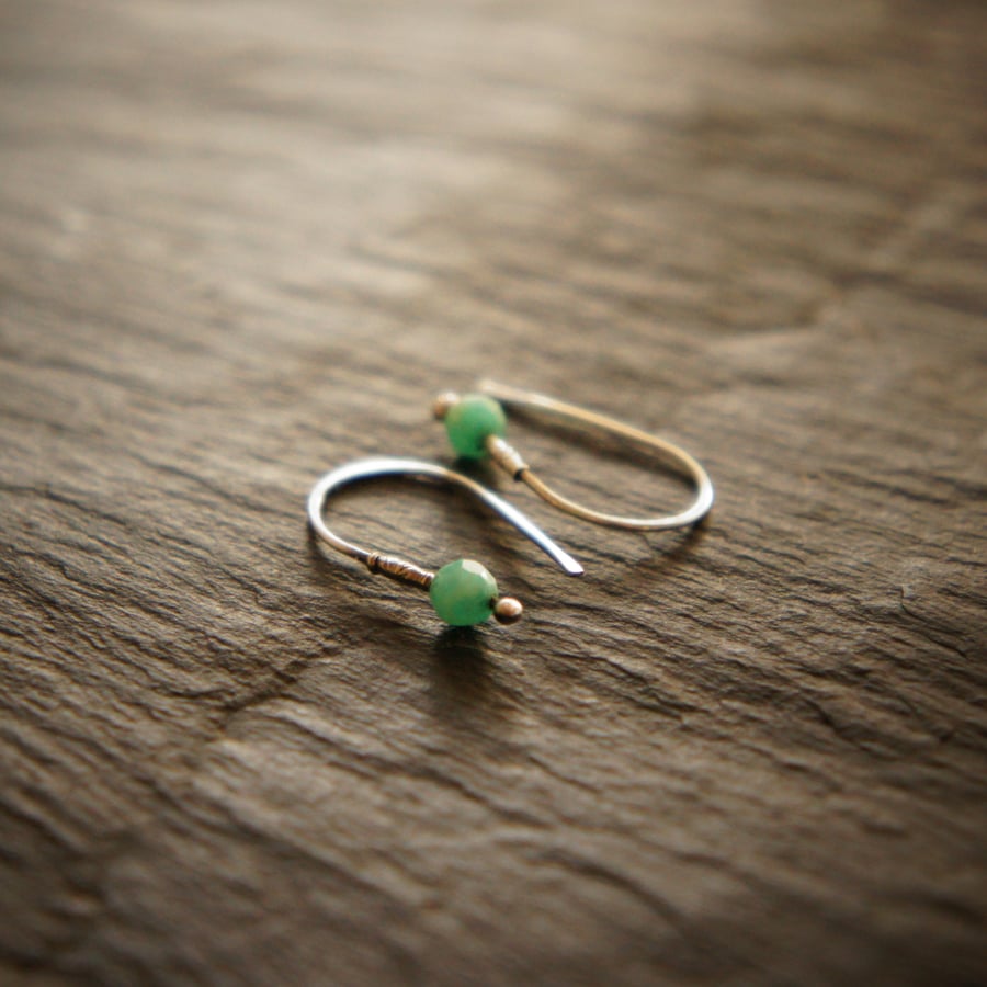 Petit Faceted Amazonite and Silver Earrings