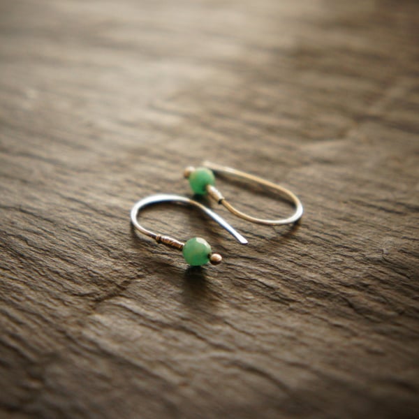 Petit Faceted Amazonite and Silver Earrings