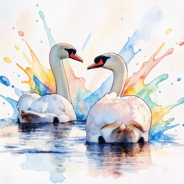 Swan Couple Greeting Card A5