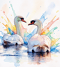 Swan Couple Greeting Card A5