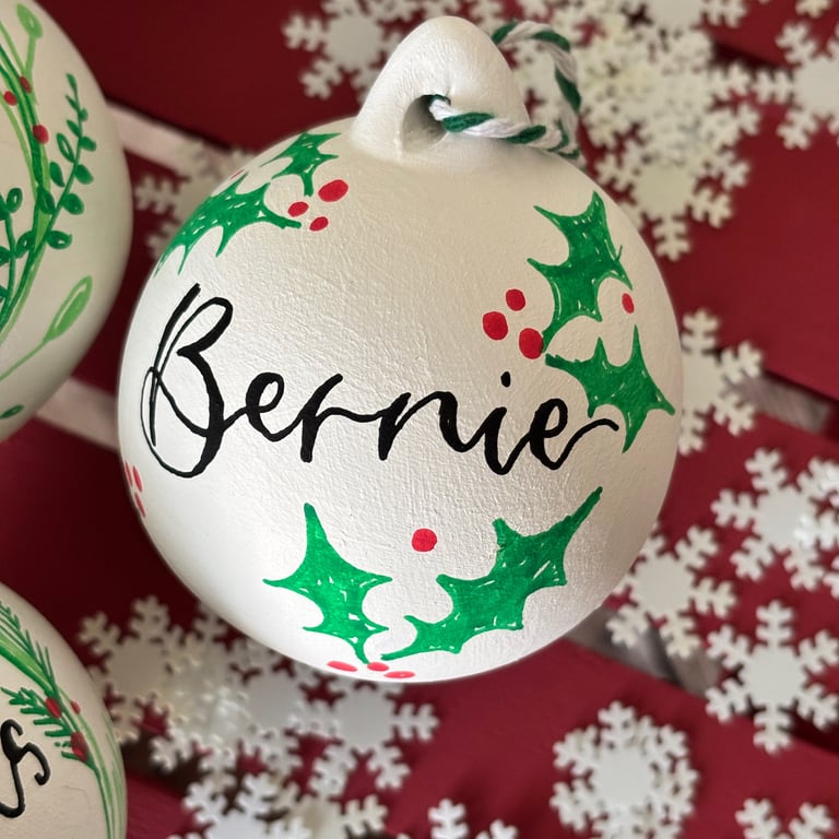 Personalised Ceramic Christmas Bauble, Christmas Tree Decoration 