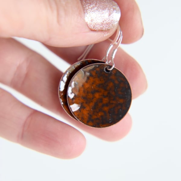 Burnt orange Enamel Earrings Seconds Sunday Sale