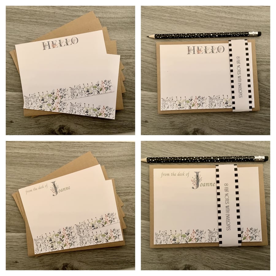Wildflower Flat Notes with envelopes can be personalised to your own requirement