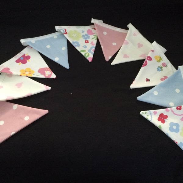 Handmade Double Sided Bunting - Flower themed
