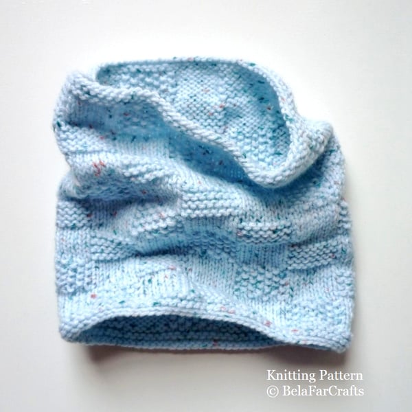 KNITTING PATTERN - Baby Squares Cowl - Beginners knitting project