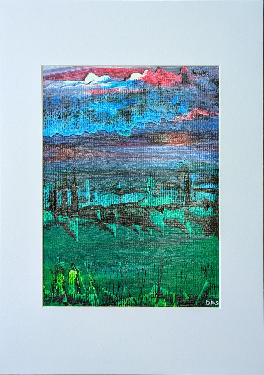 'Moody Sky' Abstract Acrylic Painting on Paper