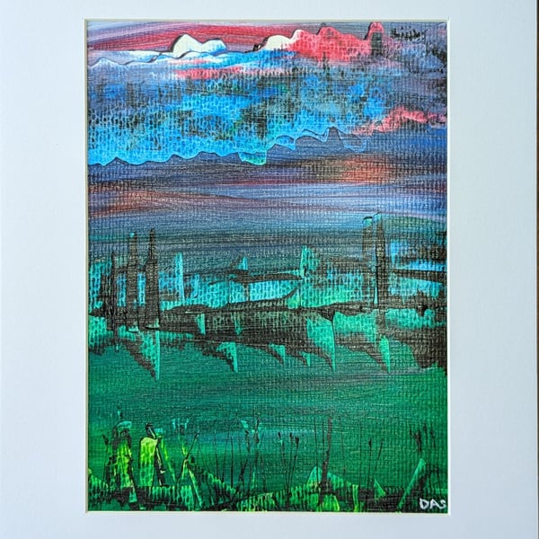 'Moody Sky' Abstract Acrylic Painting on Paper