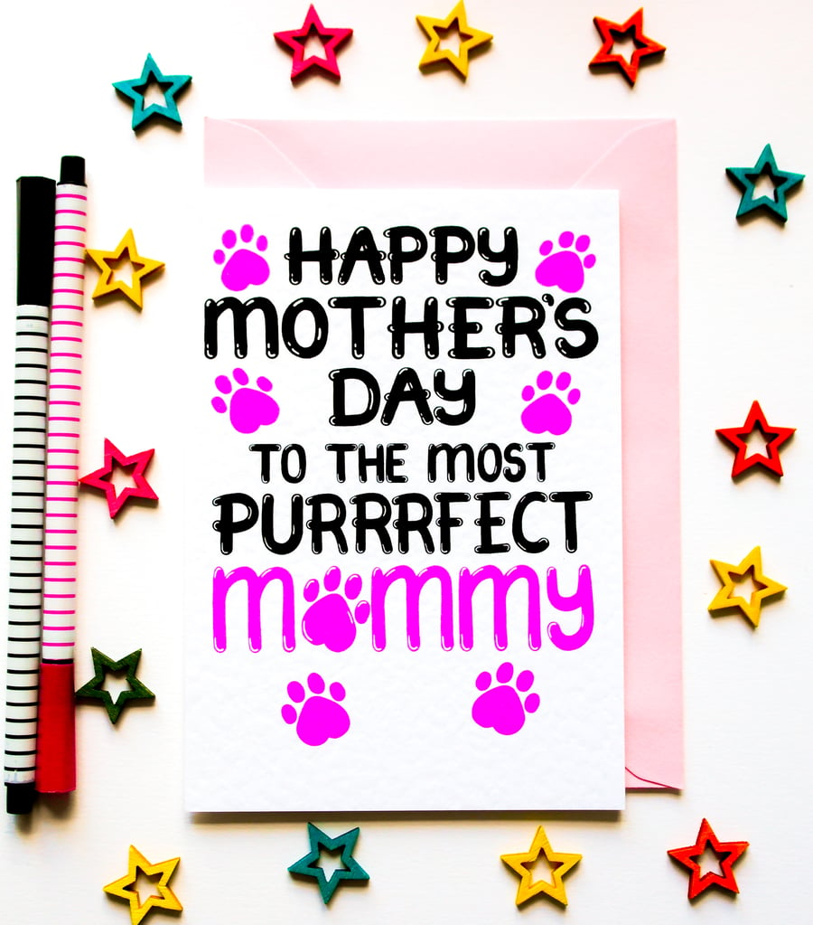 Mother's Day Card From The Cat, Cats, Fur Baby For A Cat Mummy, Pet Lover