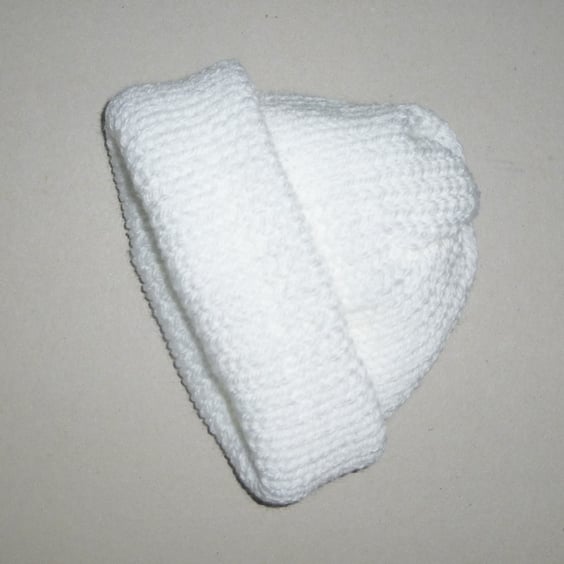 New baby machine knitted white hat ( ref FA 502 B5 )