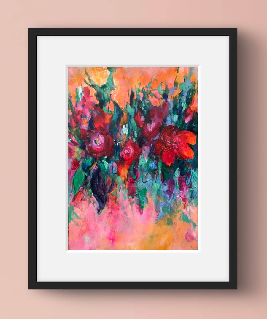 Carnival Original Painting, A4 Framed piece with mount