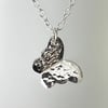 Hammered Butterfly Sterling Silver Pendant Necklace