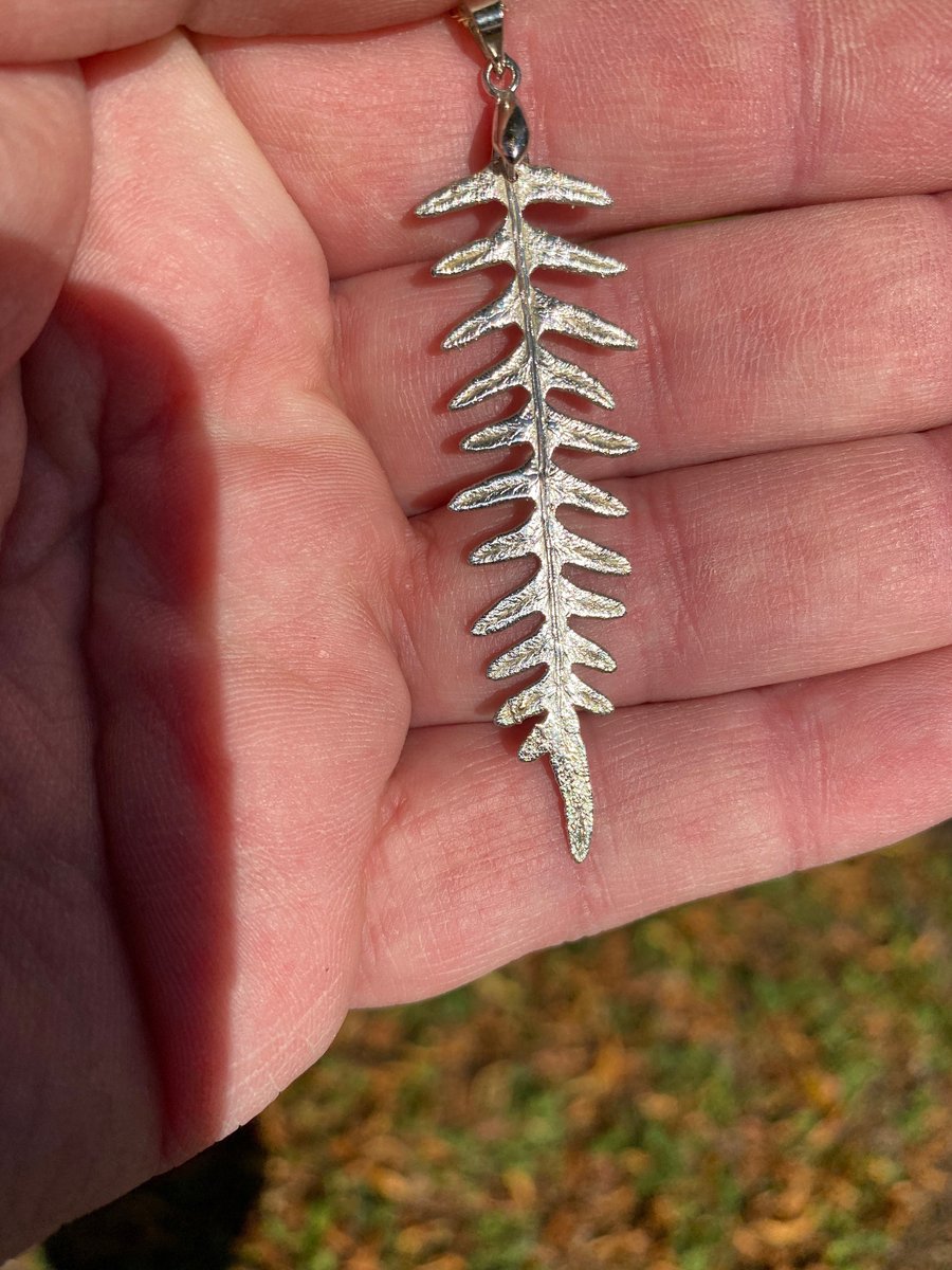 Silver fern pendant, real fern frond, Silver electroform, 405