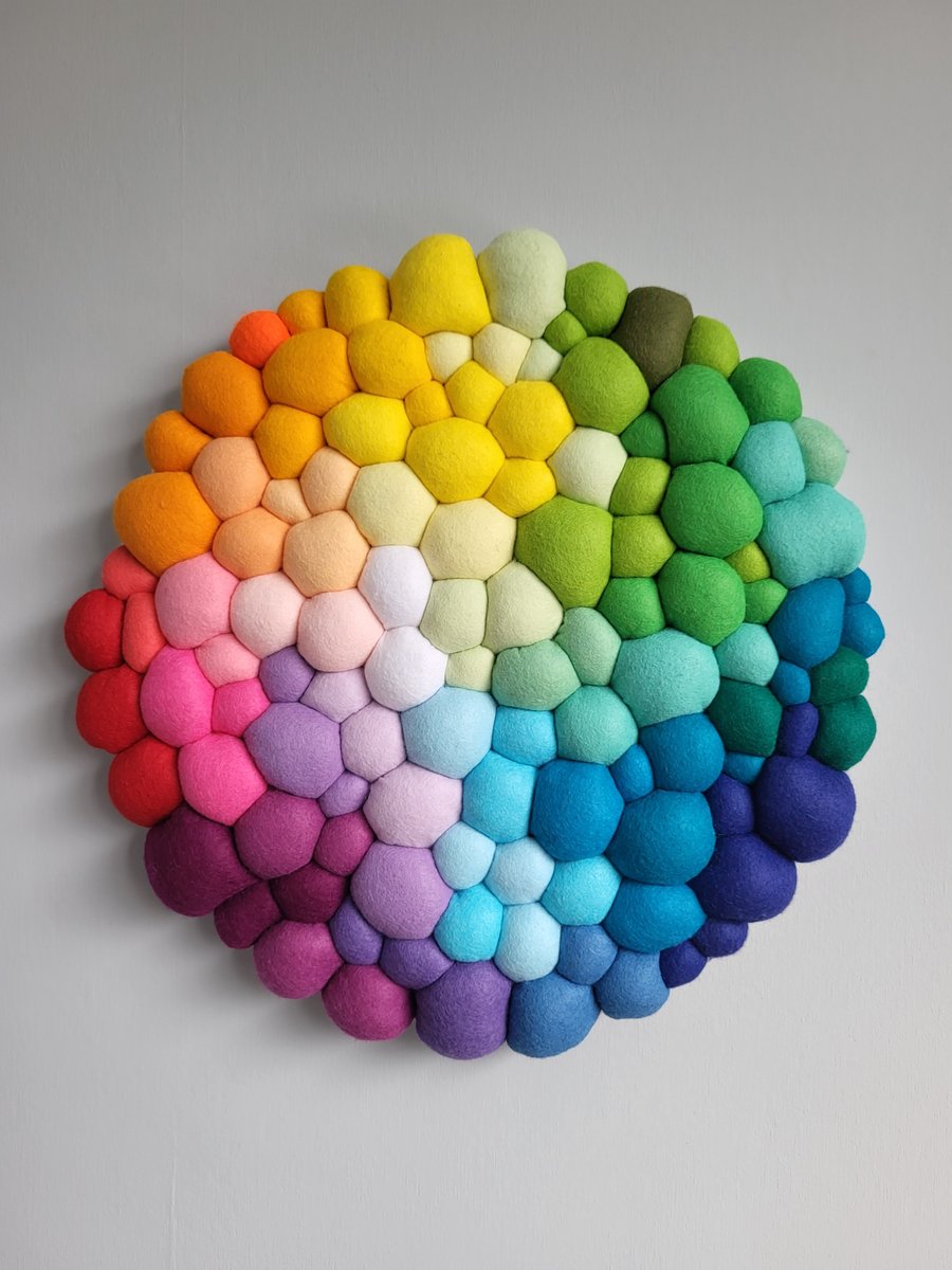 Round Random Rainbow Wall Art - Abstract Tactile felt Blobs