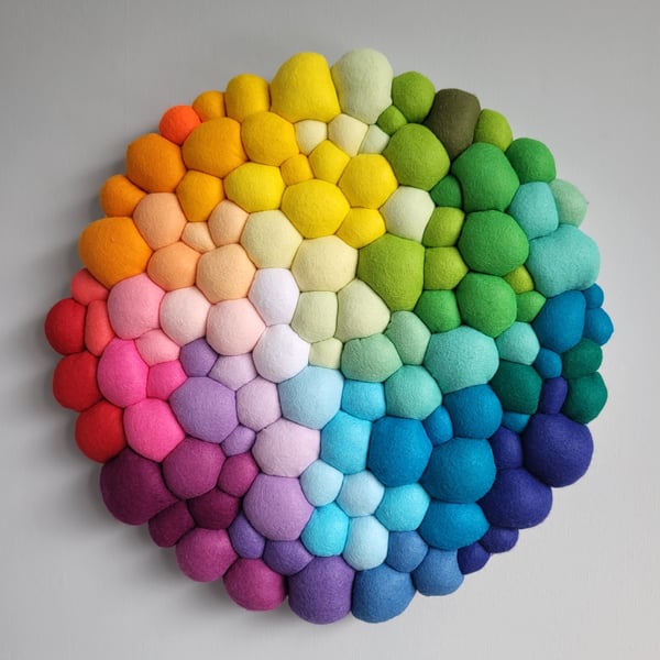 Round Random Rainbow Wall Art - Abstract Tactile felt Blobs