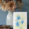 Blue Cornflower, Abstract Floral, Botanical, A Greeting card for Mothers Day