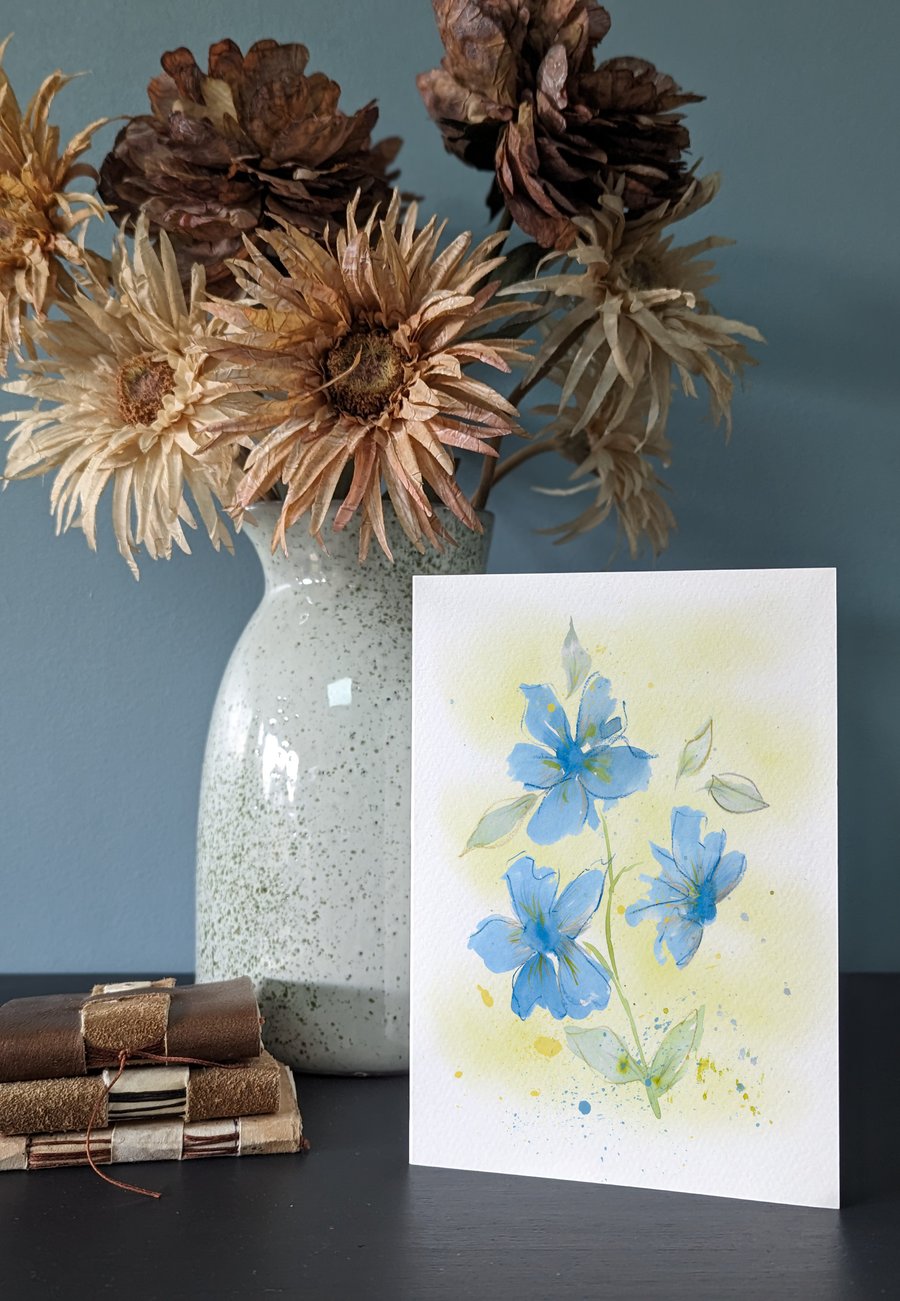 Blue Cornflower, Abstract Floral, Botanical, A Greeting card for Mothers Day